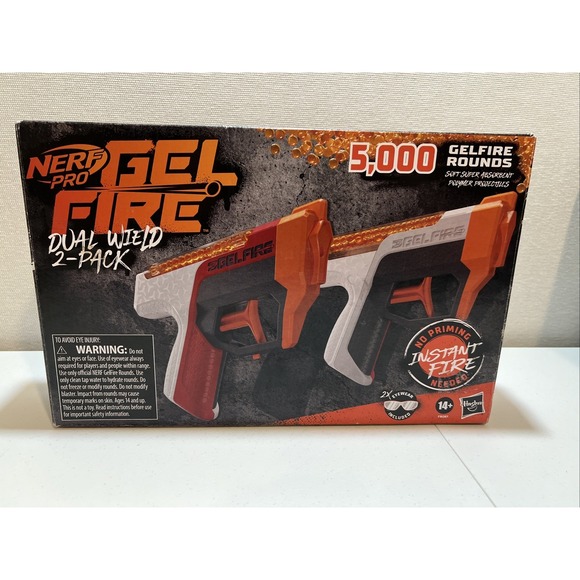 Nerf Pro Gelfire Dual Wield Pack, 2 Blasters, No-Prime Firing, 5000 Gelfire [C5] - Picture 1 of 6